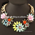 2015 trendy fashion European big chain flower resin big stone necklace